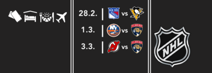 NHL: NY Rangers - Pittsburgh & NY Islanders - Florida & NJ Devils - Florida | priame lety