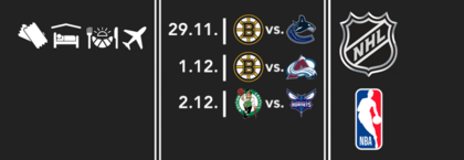 NHL: Boston Bruins - Vancouver & Colorado | NBA: Celtics - Hornets